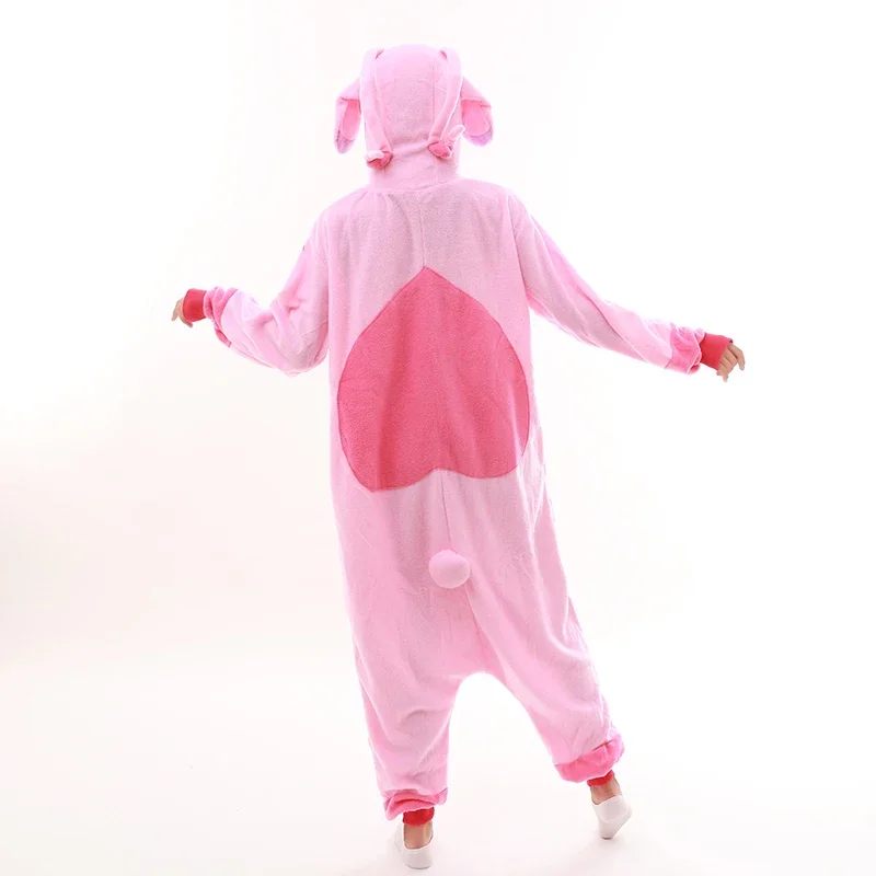 Miniso 동물 성인 블루 핑크 스티치 Onesies Kigurumi Pajama 애니메이션 만화 코스프레 의상 잠옷 복장 점프 슈트 할로윈