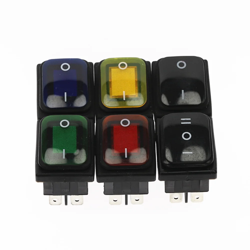 1Pcs KCD4 on-off  20A/250V 6 pin DPST IP67 Sealed Waterproof T85 Auto  Marine Toggle Rocker Switch with LED 220V 30x22