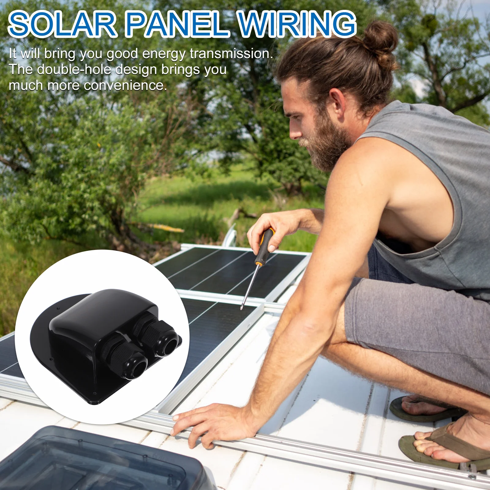 

Double Hole Cable Entry Gland Box For Rv Solar Panel Roof Waterproof Wire Connector Dual Entry Sealing Gland Camper Yacht