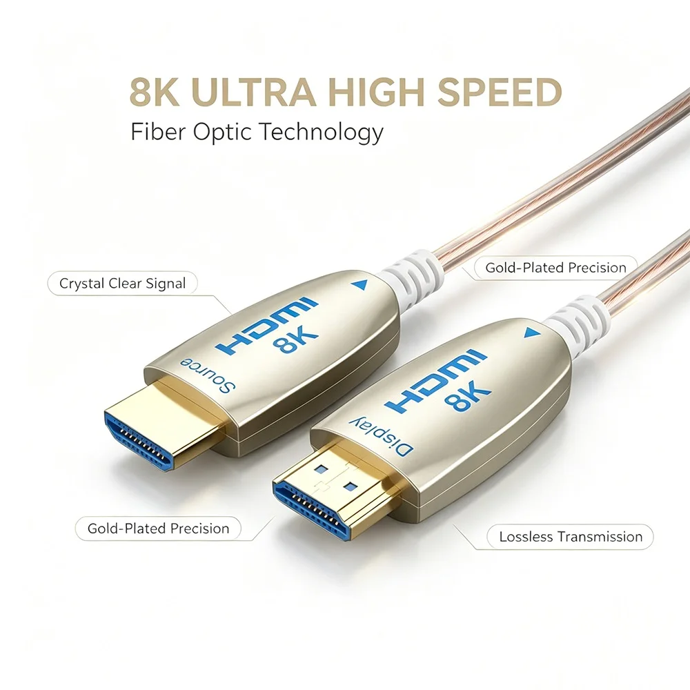 Ultra Thin 8K HDMI 2.1 Fiber Optic Cable 48Gbps 8K@60Hz 4K@240Hz Transparent Flexible Slim AOC Cable for Camera Laptop Projector view 5