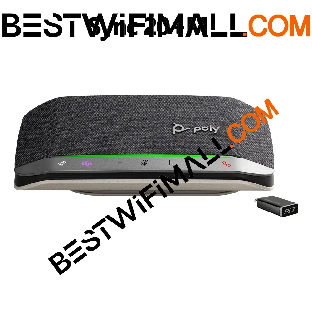 

Poly Sync 20+M Спикерфон + Кабель USB-A на USB-C + Bluetooth-адаптер BT700 + Чехол, USB-C Bluetooth-адаптер с шумоподавлением и подавлением эха, до 20 часов работы