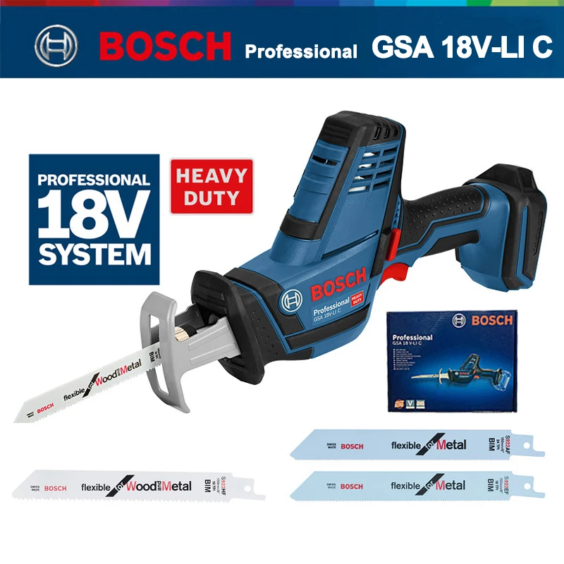 Bosch GSA 18V-LI C Sabre Saw Reciprocating Saw Portable Cordless Electric Hand Saw Rechargeable Metal Wood Sawing Tools GSA 18V