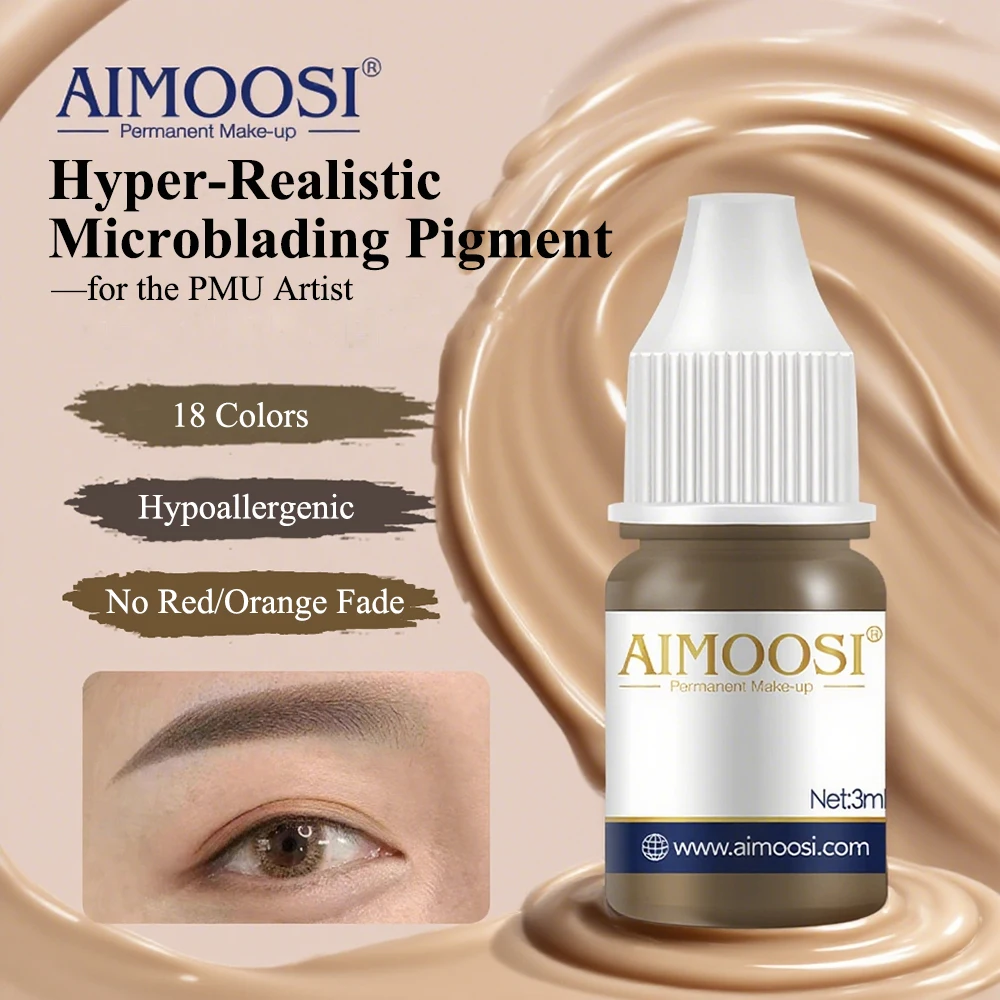

AIMOOSI Eyebrow Micropigmentation 18 Colors Semi Permanent Makeup Pigment for Eyeliner Organic Black Brown Tattoo Ink Supplies