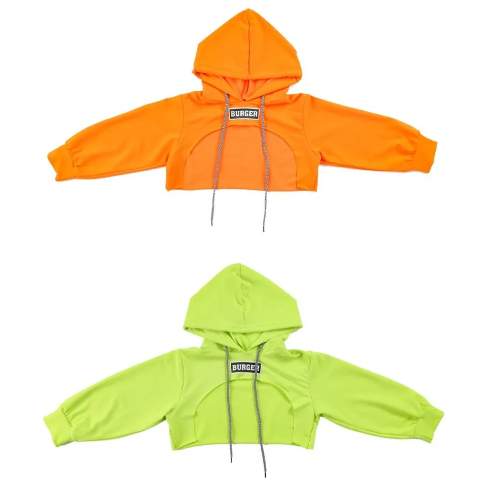 

All Match Y2K Ultra Short Hoodie Loose Drawstring Long Sleeve Crop Top Streetwear Hiphop Shrug Pullover Female