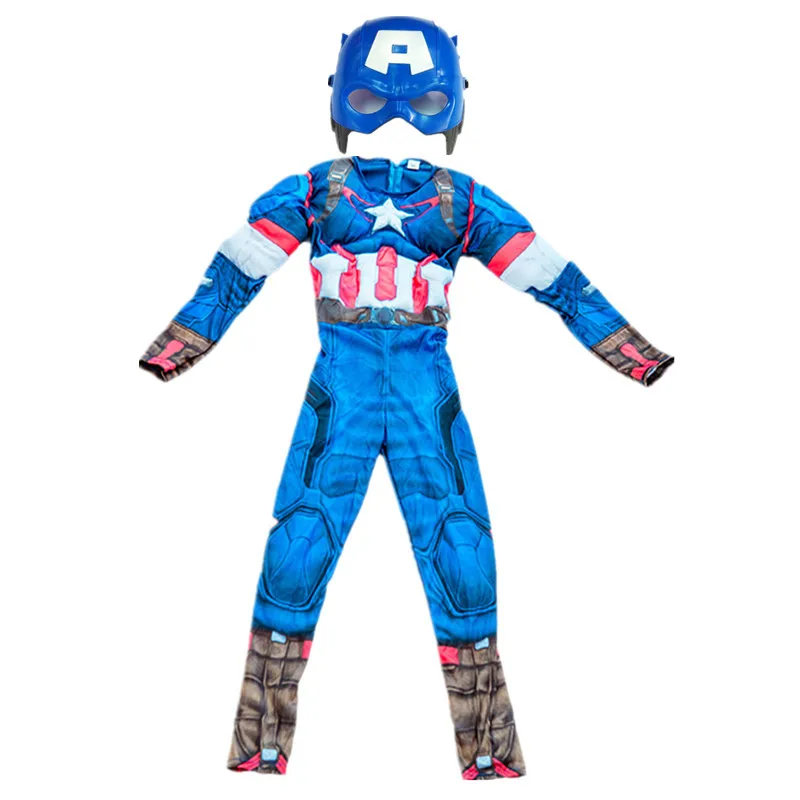 Captain America-kostuum voor jongens en meisjes Superheld Cosplay Jumpsuit Schoolprestatie-outfit met masker en schild Speelgoedcadeau