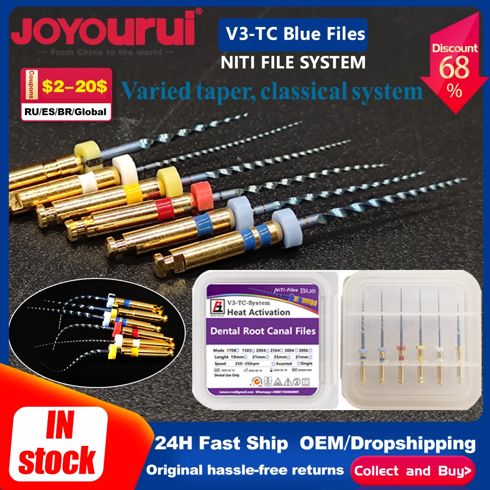 

5 Boxes Dental Reciprocating Blue Endodontic Files Niti Rotary Root Canal Heat Activated Engine Use 25mm Needle Clinic Tools