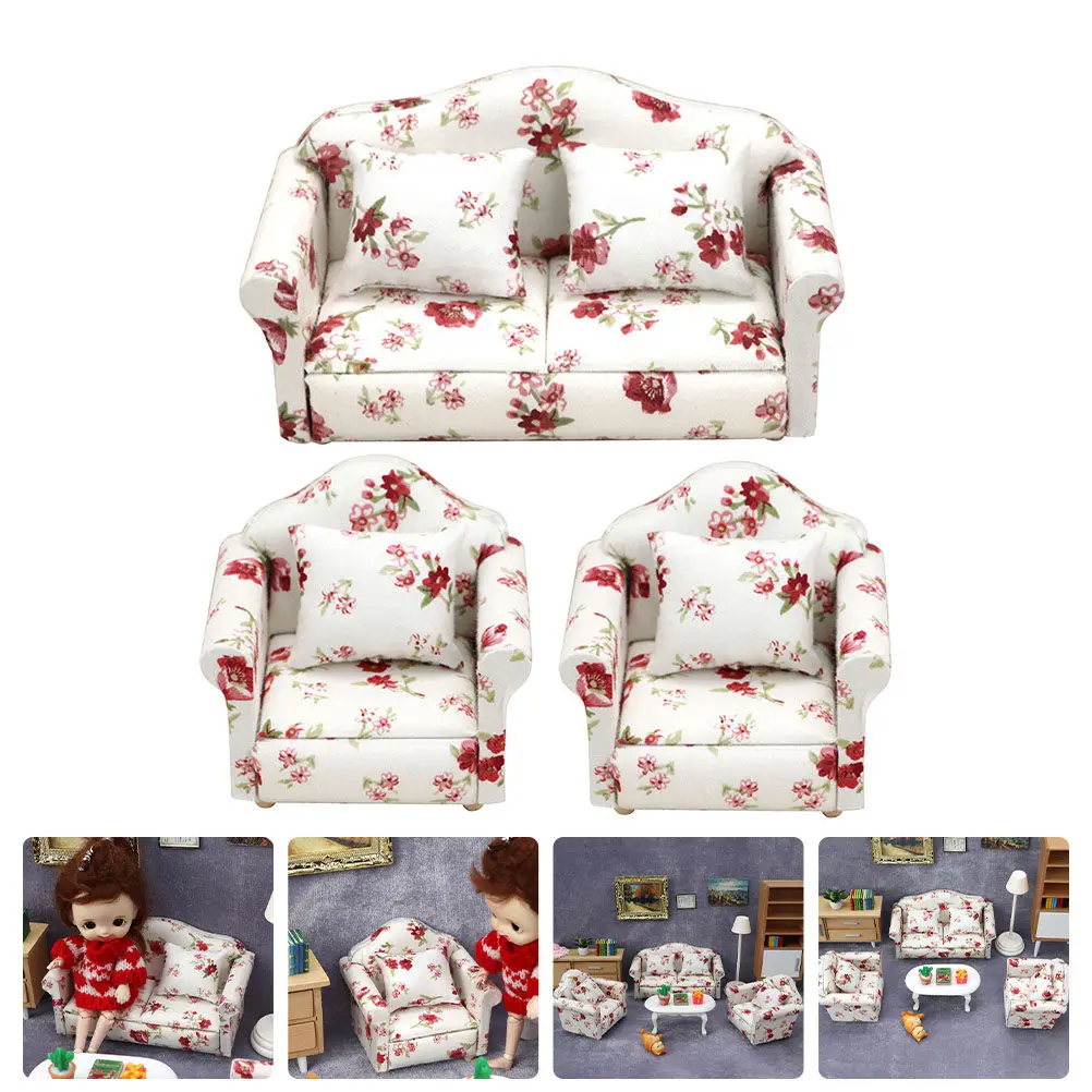 

1Set Mini Sofa Adornment for Mini House Decorative Furniture DIY Supplies Exquisite Lifelike Miniature Sofa Ornament with