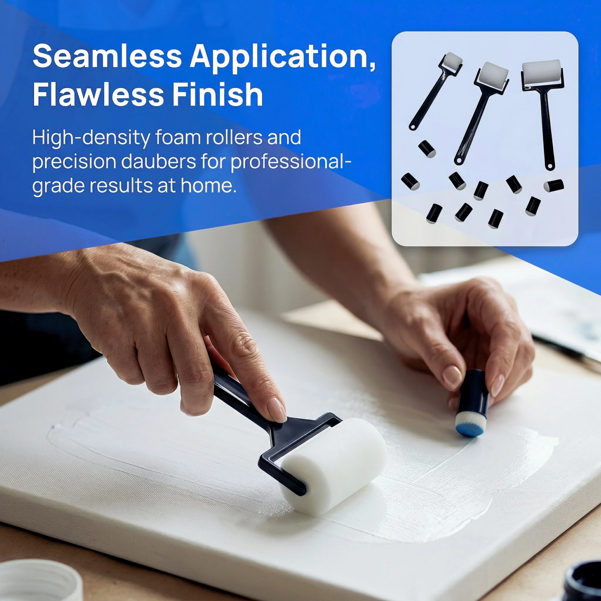 13Pcs Sponge Roller & Finger Dauber Set, Foam Painting Tools for DIY Art Class, High-Density Stamps for Scrapbooking & Mural - view 4