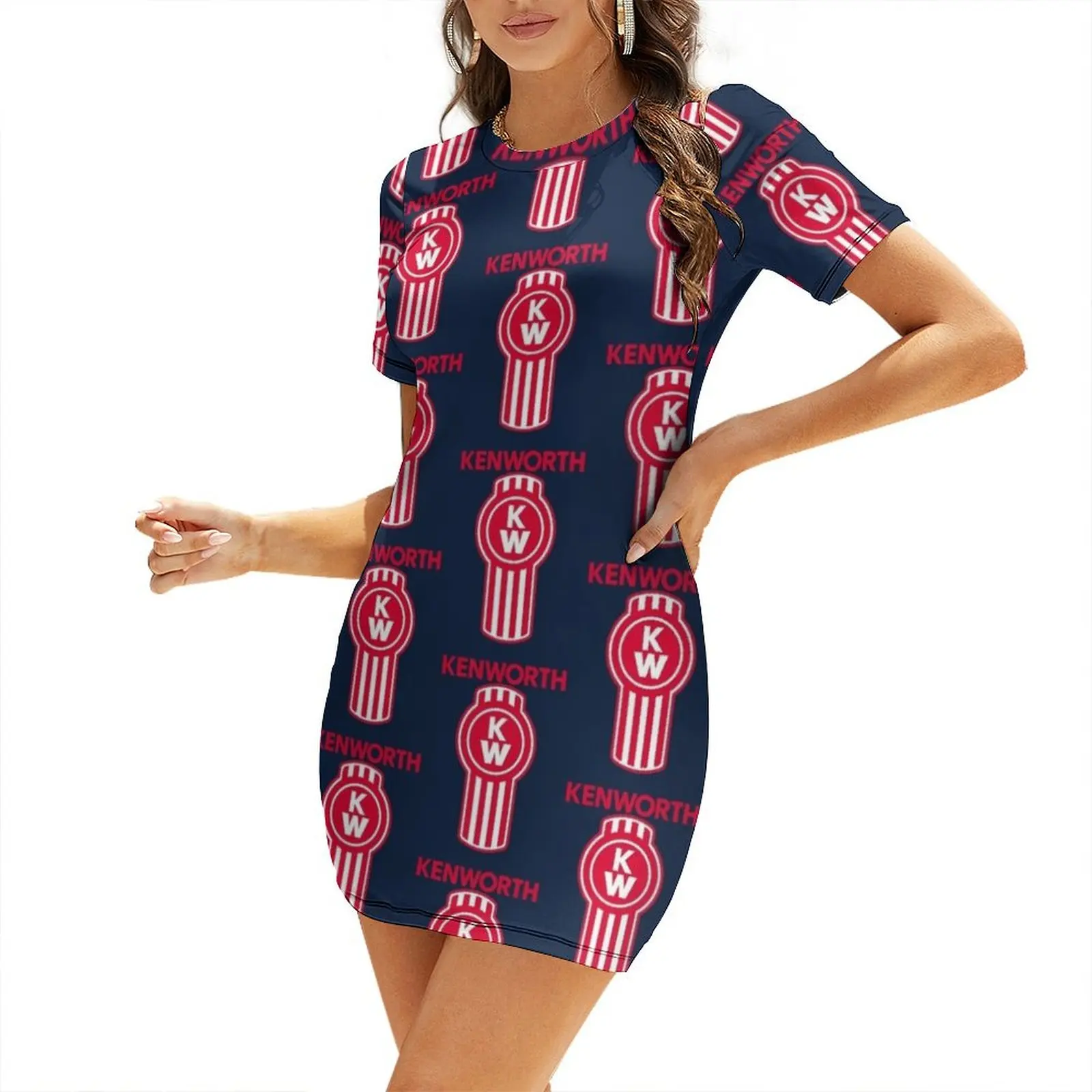 

Kenworth Logo Short Sleeved Dress beach outfits for women Evening gown women's fashion dresses women evening dress