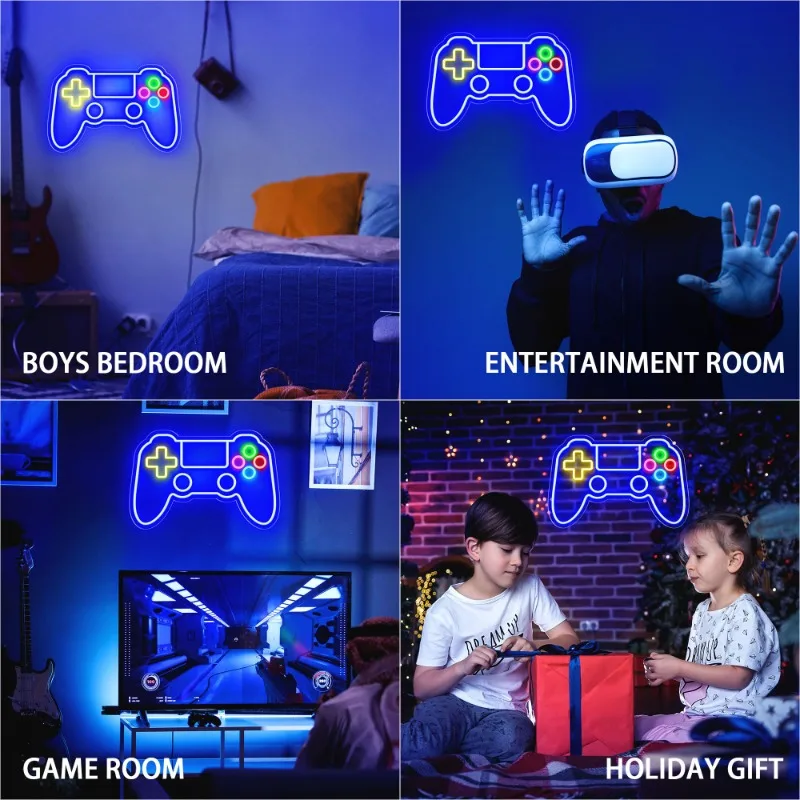 WMAT lampu LED dekorasi dinding, bentuk Gamepad 16 ''x 11'' dekorasi ruang game sempurna hadiah Natal dan liburan untuk anak laki-laki dan perempuan