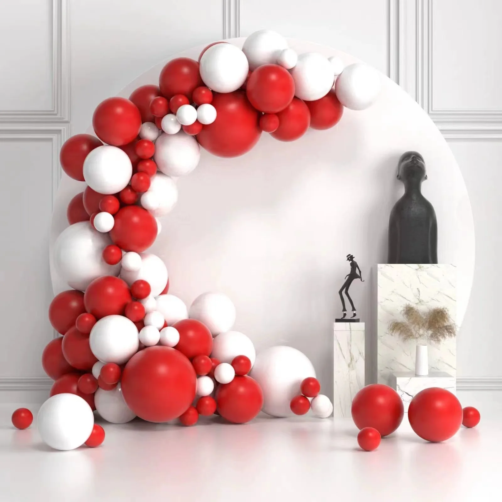 127pcs Red White Balloon Garland Arch Kit Kids Baby Shower Birthday Valentine's Day Engagement Wedding Party Decoration Balloons