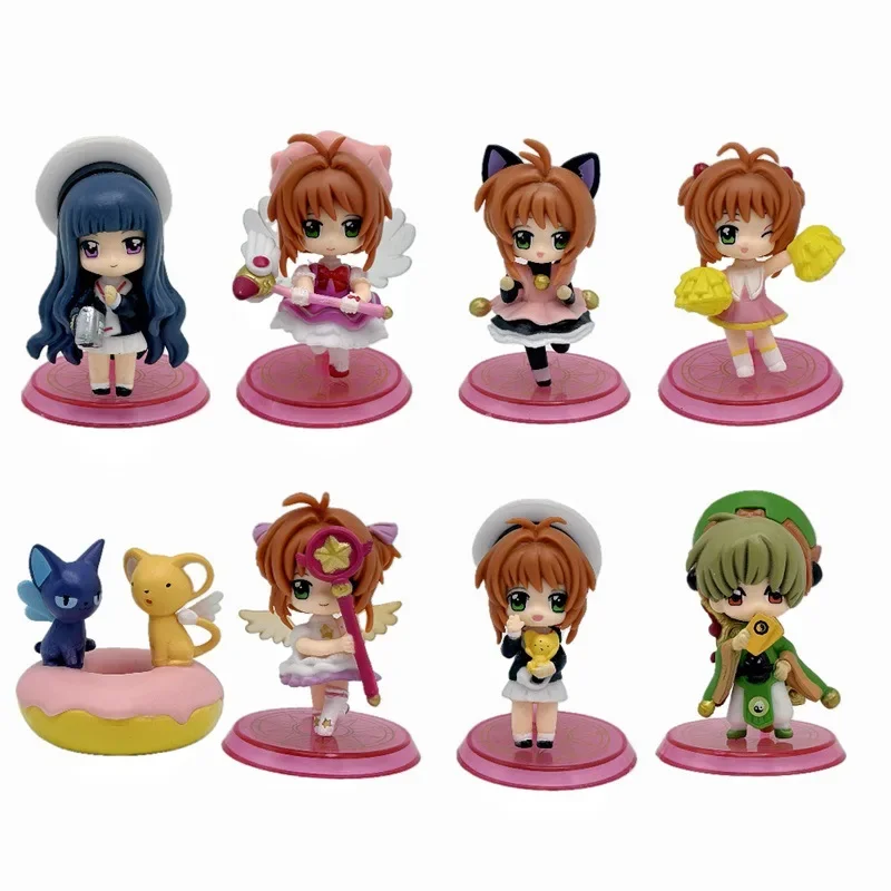 8 pçs cartão captor sakura bonito boneca figura de ação coleção animação modelo brinquedo cartão captor sakura presente