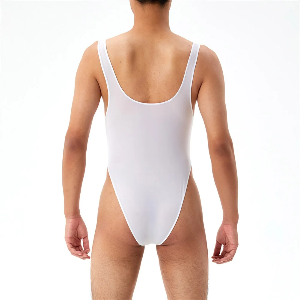 Mens Bodystocking บอดี้สูท U นูน Big Bulge POUCH ชุดชั้นในแขนสั้น Slim Romper Jumpsuits Slim Romper