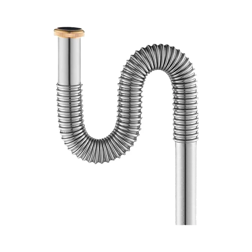 Flexible Stainless Steel Drain Pipe Flexible Drain Pipe Stainless Steel Sink Hose Clog Prevention Drain Hose Kitchen Drain