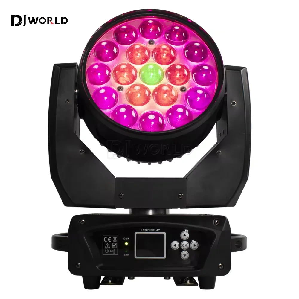 19x15W LED Wash Zoom Beam Moving Head Light RGBW DMX 512 for Professional Stage Disco Party Bar KTV Bar Stage Effect Lighting