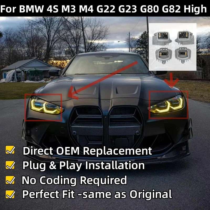 Daytime Running Light Yellow  For BMW 4 Series G22 G23 G26 M3 G80 M4 G82 G83 2021 DRL LED Modules Board Set 9851047 9851048