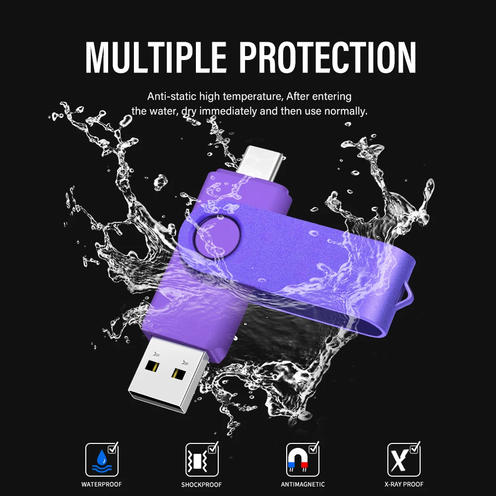 TYPE-C USB 2.0 Flash Drive 128GB Pen Drive 64GB Gratis Gantungan Kunci Stik Memori Hadiah Bisnis Kreatif Flashdisk Merah Dapat Diputar Cle