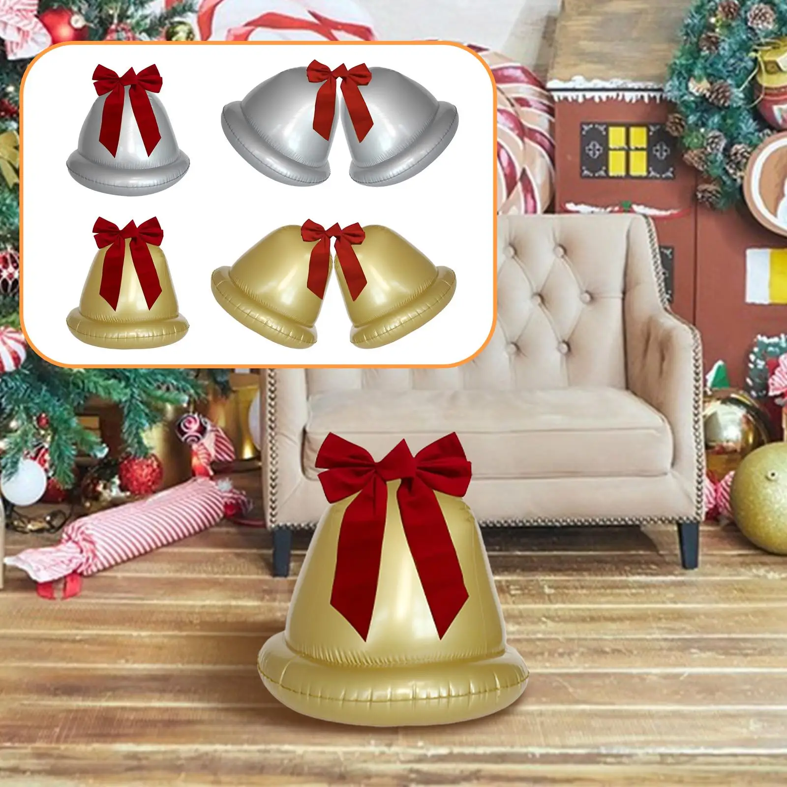 جرس عيد الميلاد القابل للنفخ، زخرفة كروية قابلة للنفخ، لوازم الحفلات متعددة الأغراض، ديكور عيد الميلاد لنافذة المتجر، الباب الأمامي، عطلة #3