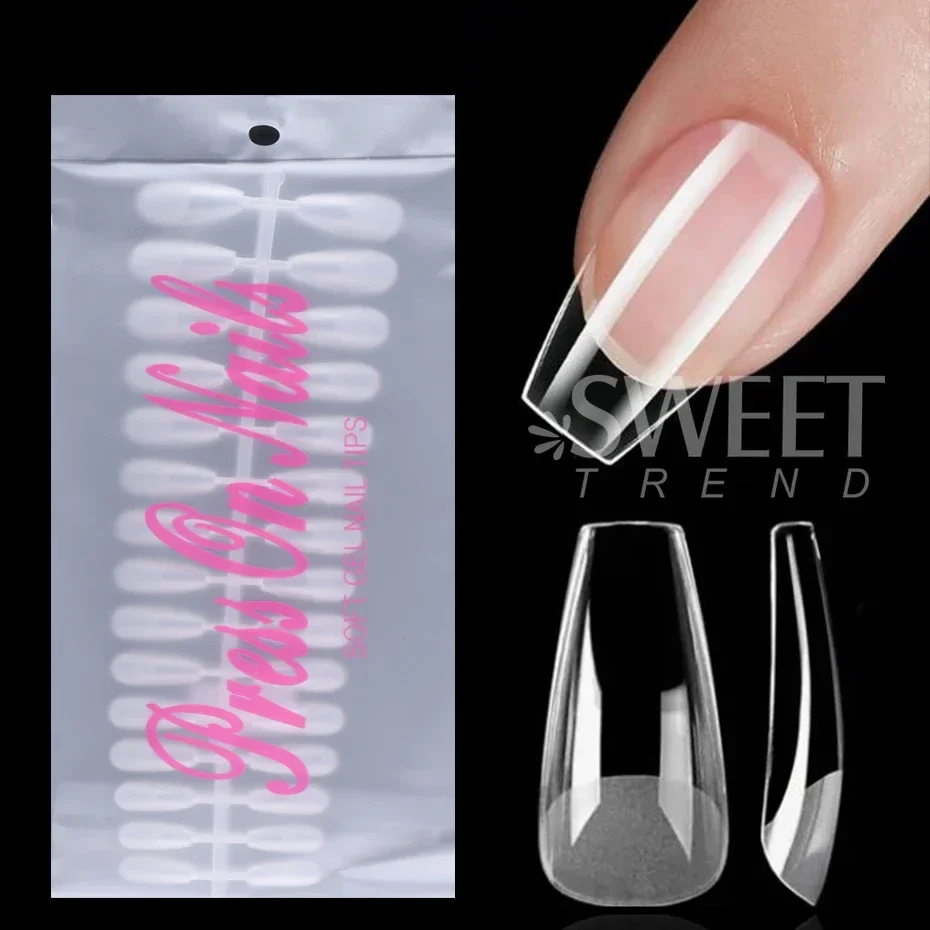 150pcs Square/Coffin Shape Short False Nails Gel Nail Tips Clear Press-on Nails Full Cover Preform for Manicure Nail Decoration