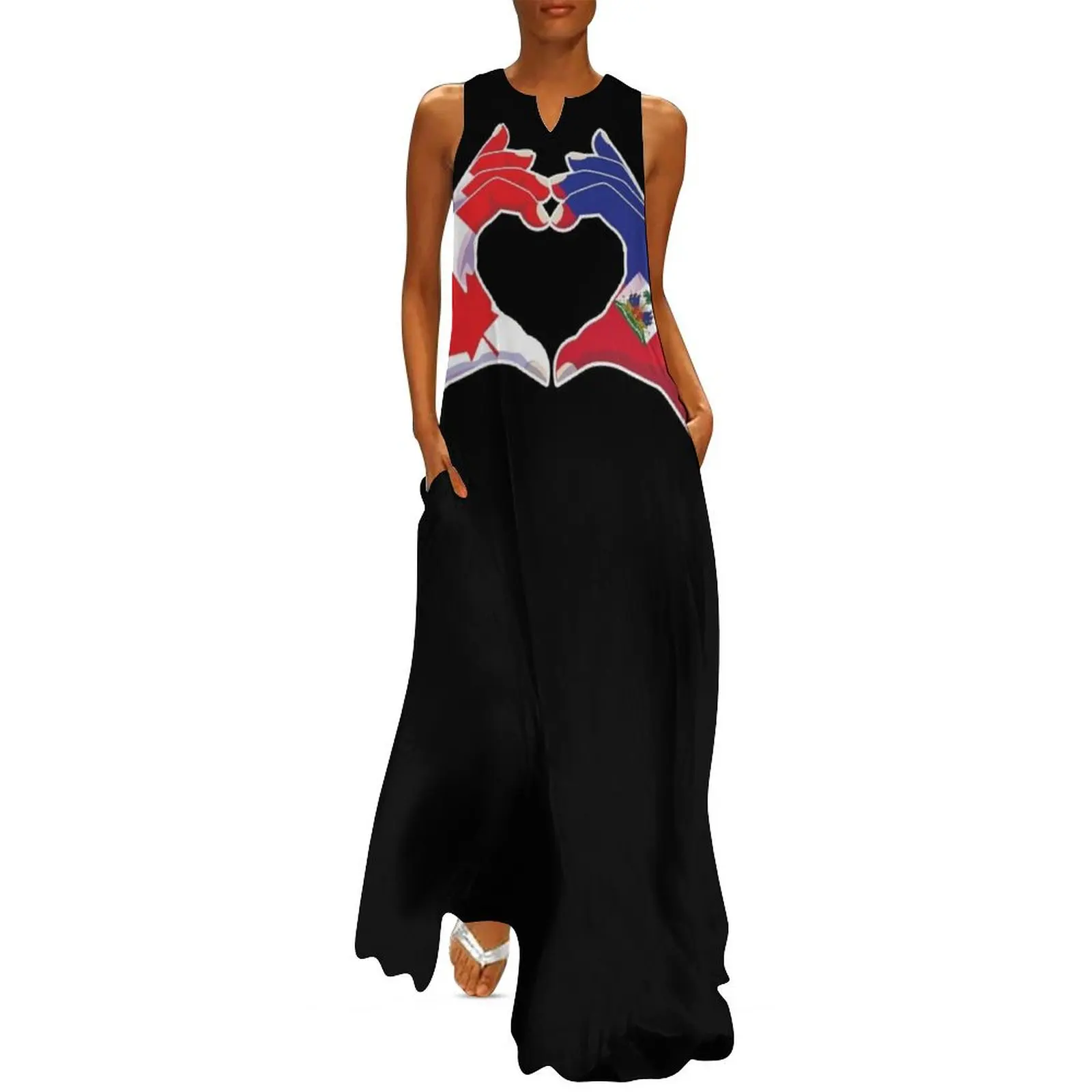 Haiti Haitian Canadian Canada Love Heart Peace Long Dress dresses for womens ceremony dresses