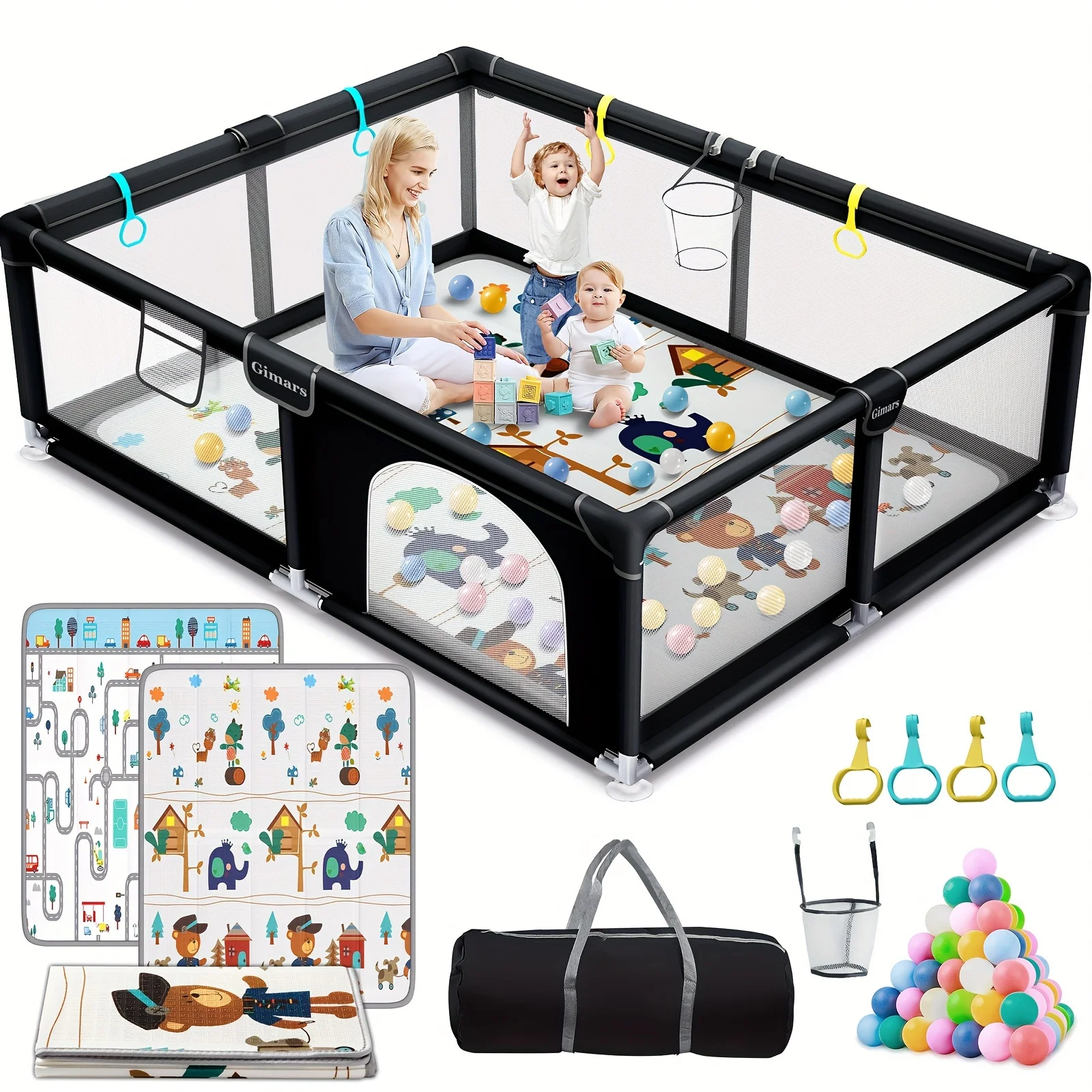 Gimars Upgraded 320D Washable Baby Playpen, 71''*79'' Large Playpen For Toddlers, Sturdy & Safe Playpen