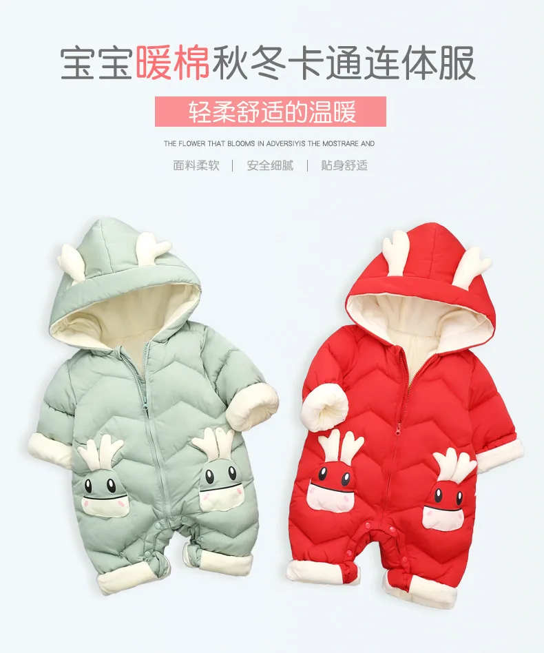 1-3 Jahre Baby Dicker Samt-Strampler Kleidung Winter Herbst Gepolsterter Warmer Einteiler Baby Mädchen Junge Overall Kinder Latzhose Neugeborenen Daunenanzug – Detail 2