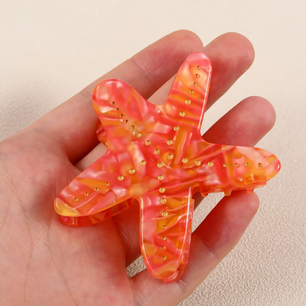 1 acetic acid new fashionable and elegant pink starfish inlaid brick hair clip as a gift for family and friends during the beer