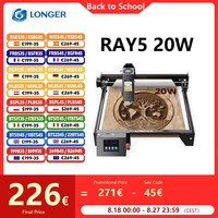 LONGER RAY5 20W Laser Engraver Touch Screen 32-bit Chipset WIFI 0.08*0.1mm Laser Spot Engraving Cutting Machine Area 375*375mm