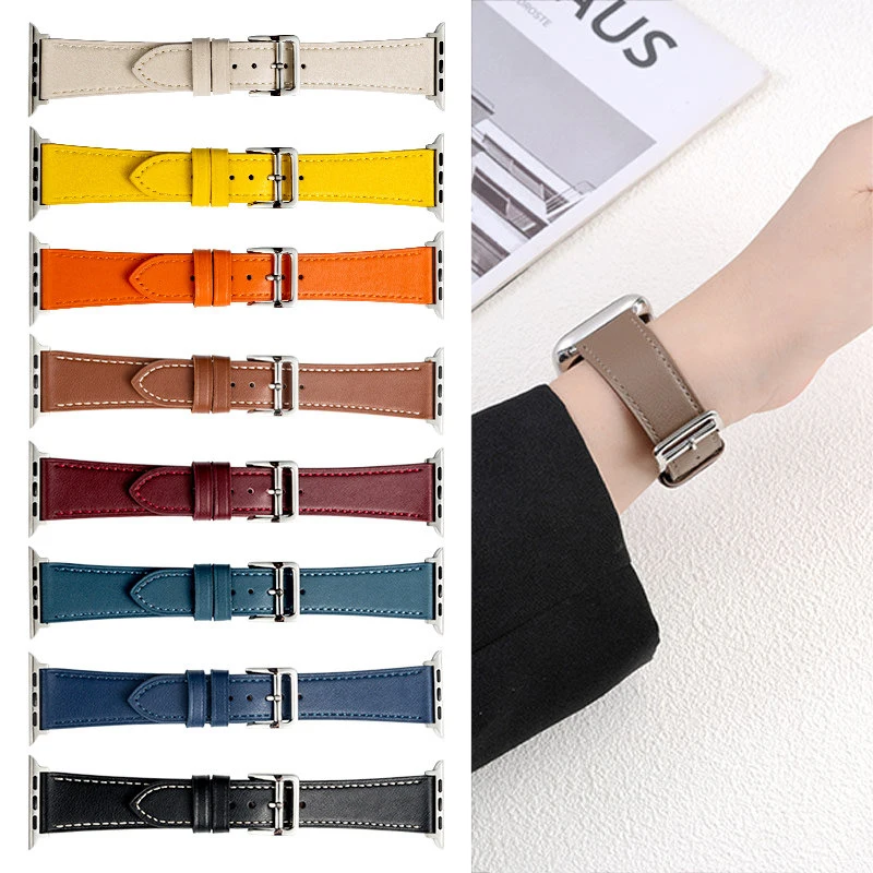 Leather Straps for Apple Watch band 44mm 49mm 45mm 40mm 38 41mm sport bracelet iWatch series Ultra 9-8-7-6-5-4-3-10 11 42mm 46mm