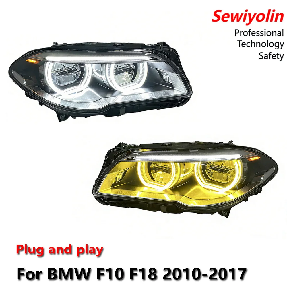 

Светодиодные фары для BMW 5 F10 F11 F18, желтые и белые, с функцией DRL, стоп-сигналом и указателем поворота, установка Plug and Play.