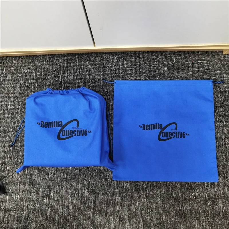 custom.Rhine Blue Thick Cotton Fabric Striped Twill Muslin Drawstring Dust Bag Handbags and Shoes Recyclable Custom Size