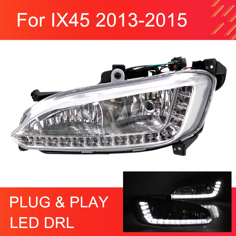 

1 Pair LED Day Light for Hyundai Santa Fe IX45 2013 2014 2015 White DRL Lights Waterproof Front Fog Daytime Running Lights