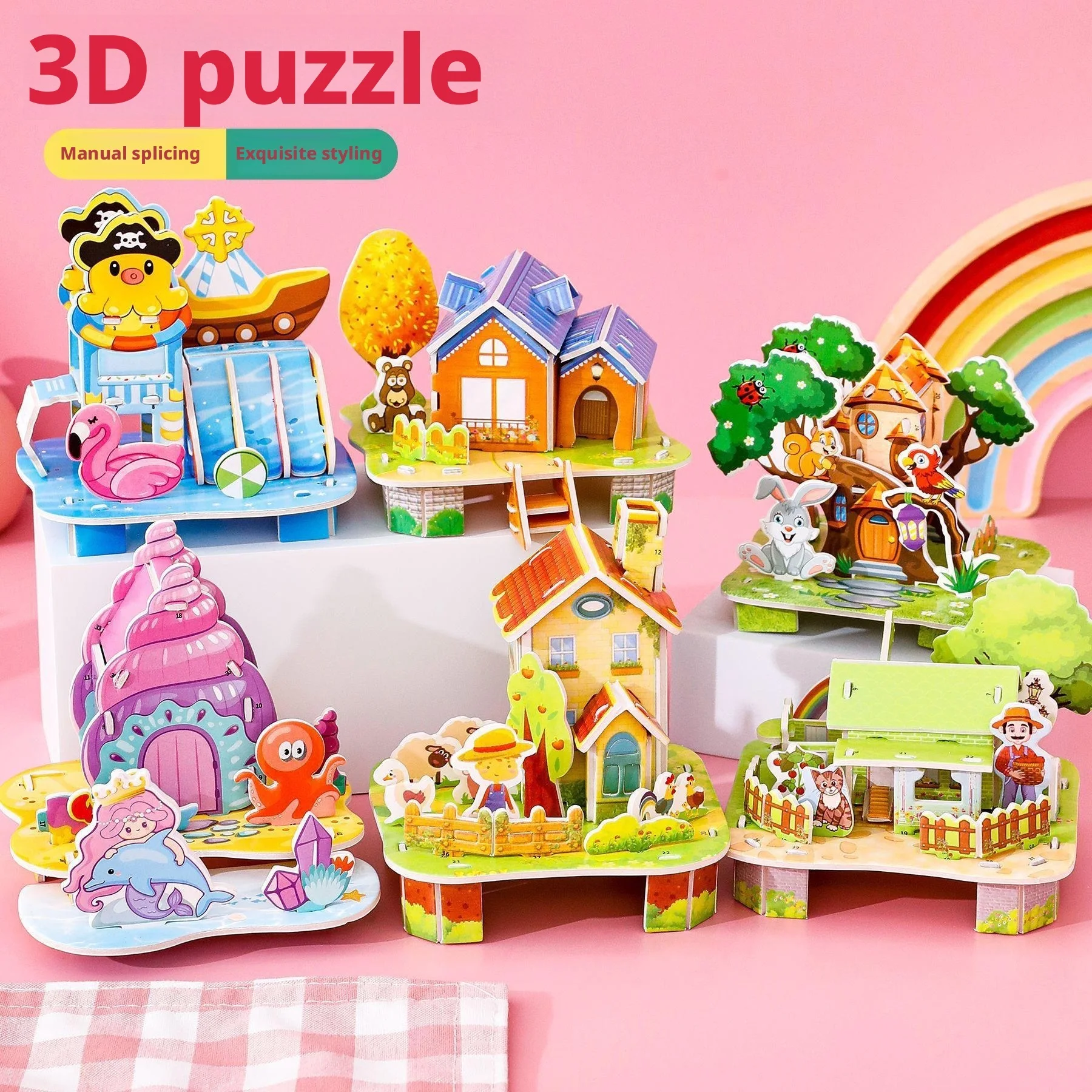 

3D Jigsaw Brain Teaser Puzzles,5Pack Educational Puzzle Farmhouse Animal Puzzle for Kids Classroom Prize Gifts Party