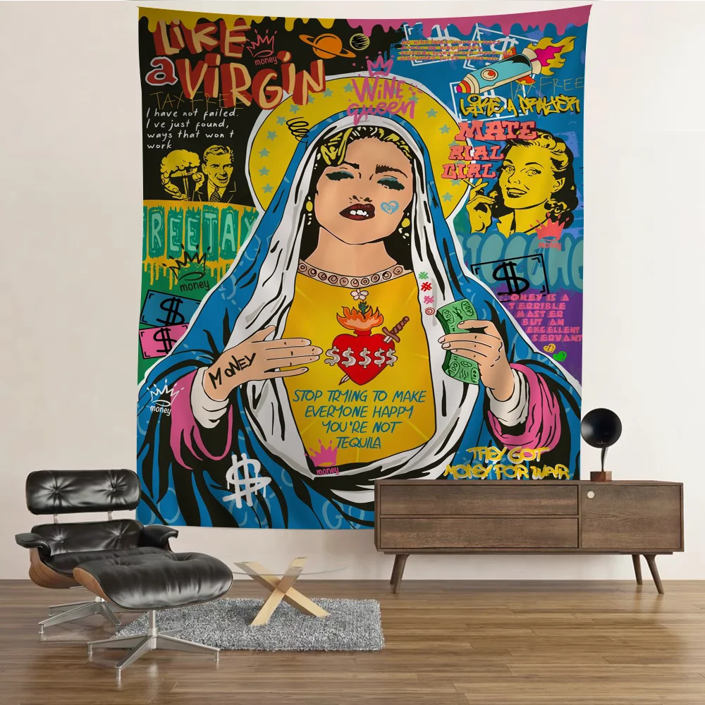 

Abstract Graffiti Poster Canvas Painting Banksy Pop Art Portrait Cartoon Tapestry Art Room Home Decor Wall Hanging Home Decor