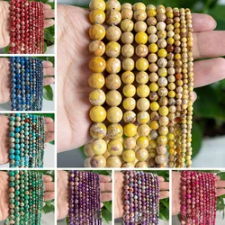 Sea Sediment Imperial Jasper beads Natural Stone Loose Beads Round Shape Size Options 3/4/6/8/10/12mm for Jewelry Making