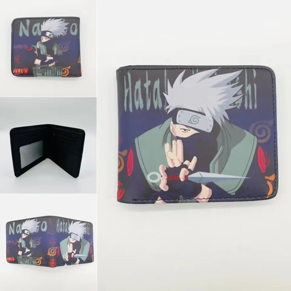 アニメNARUTO-ナルト-漫画の短いpuレザーウォレット,2つ折りの財布