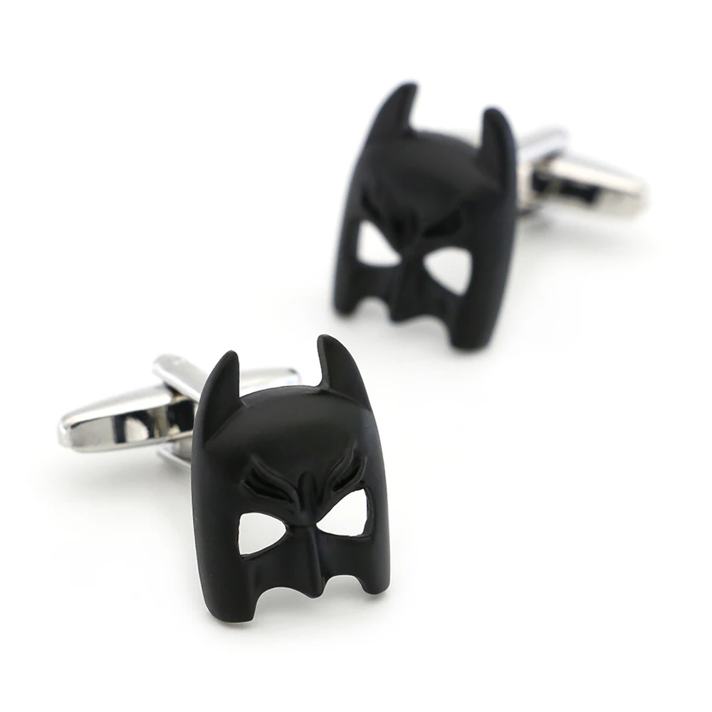 Superheroes Design Knight Mask Cufflinks For Men Quality Copper Material Black Color Bat Cuff Links Wholesale&retail