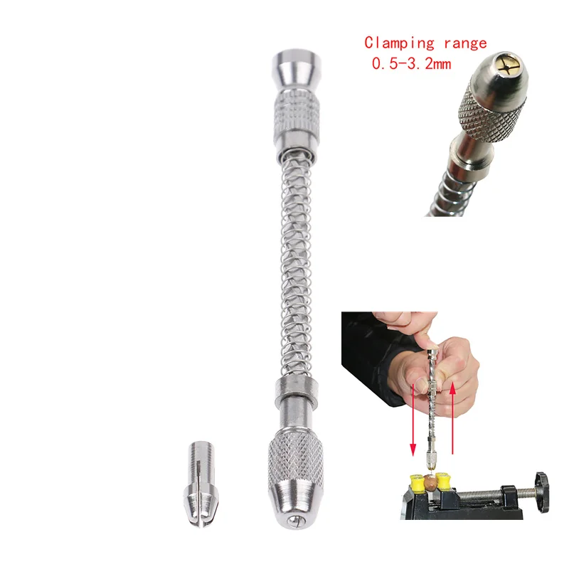 Multifunctional Hand Drill Mini Spiral Hand Drill All Metal Hand Twist Drill Manual Punching Tool Semi-automatic Hand Drill Tool