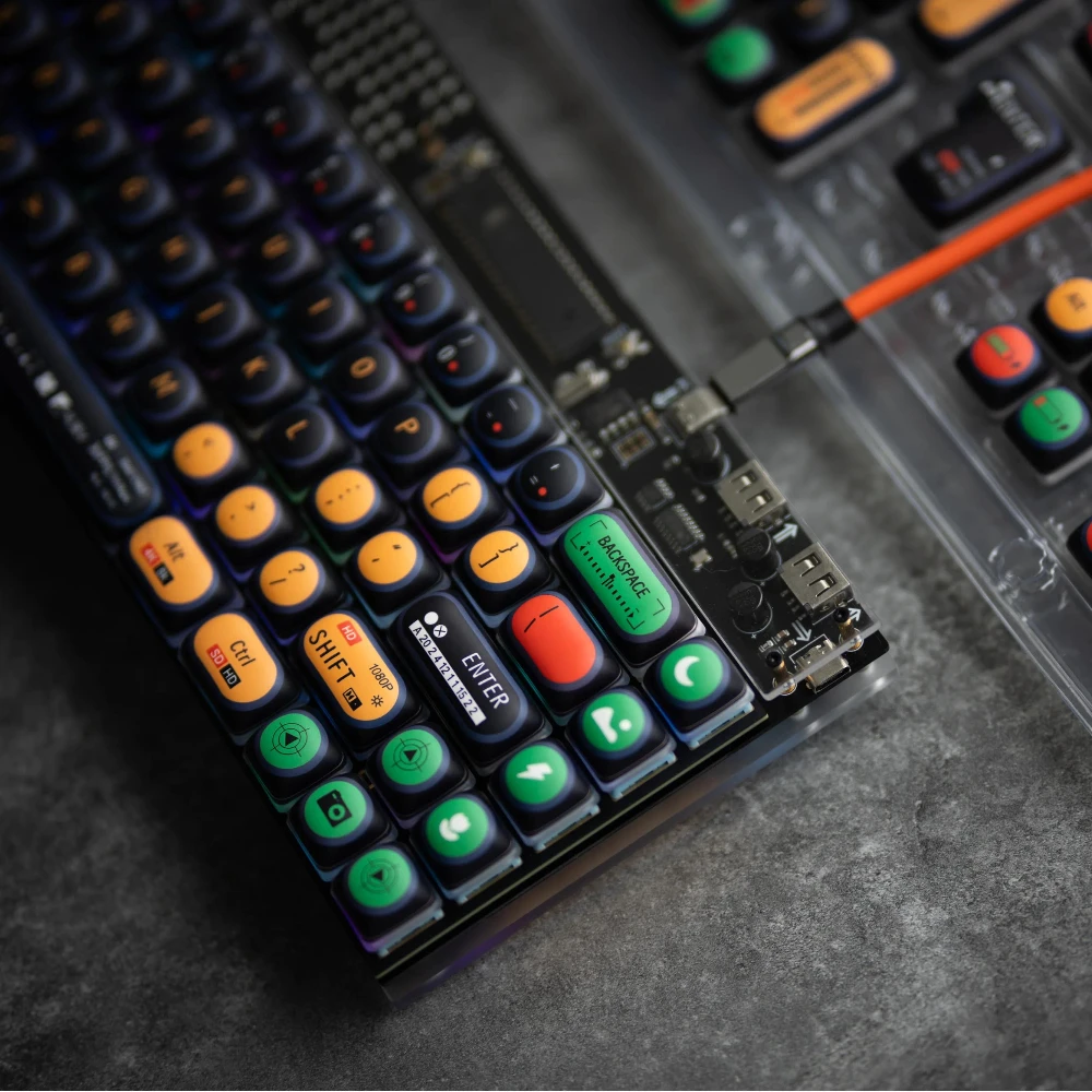 Camera Theme Keycap MOG Profile PBT Thermal Sublimation Black Keycaps for Gaming Mechanical Keyboard Customized Round Key Cap