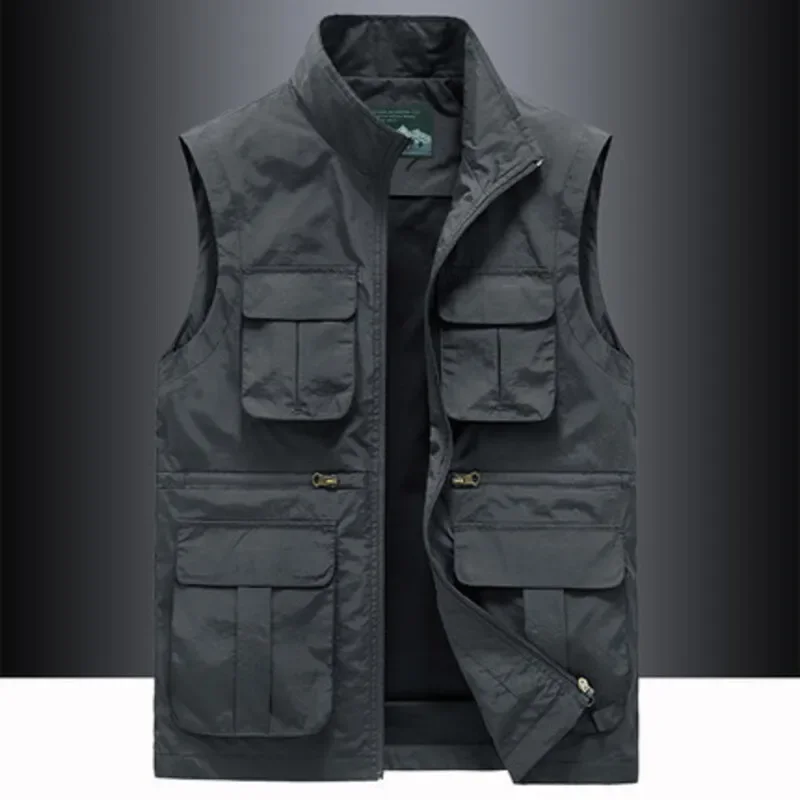 

Large Size Men's Vest Fishing Hunting Summer Vests Sleeveless Tactical Jackets Work Coats Outdoor Multi Pocket Windproof Jacket