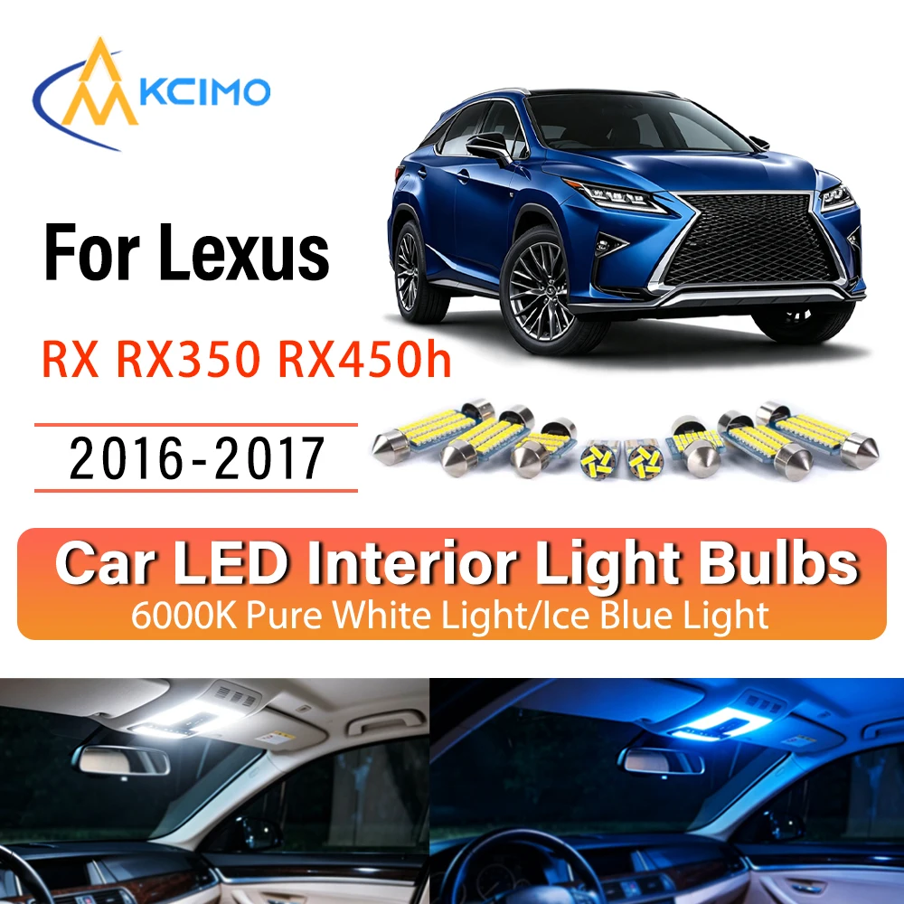 Premium Easy Install LED Interior Lights For Lexus RX RX350 RX450h RX200t 2016-2017, Blue Light, White Lights Kit Long Lasting