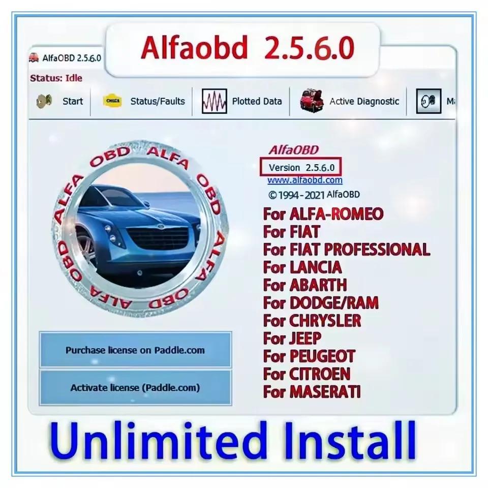 Car Diagnosis AlfaOBD v 2.5.6.0 for Windows Full Licensed for Alfa Fiat Lancia Abarth Dodge RAM Chrysler Jeep Peugeot Citroën