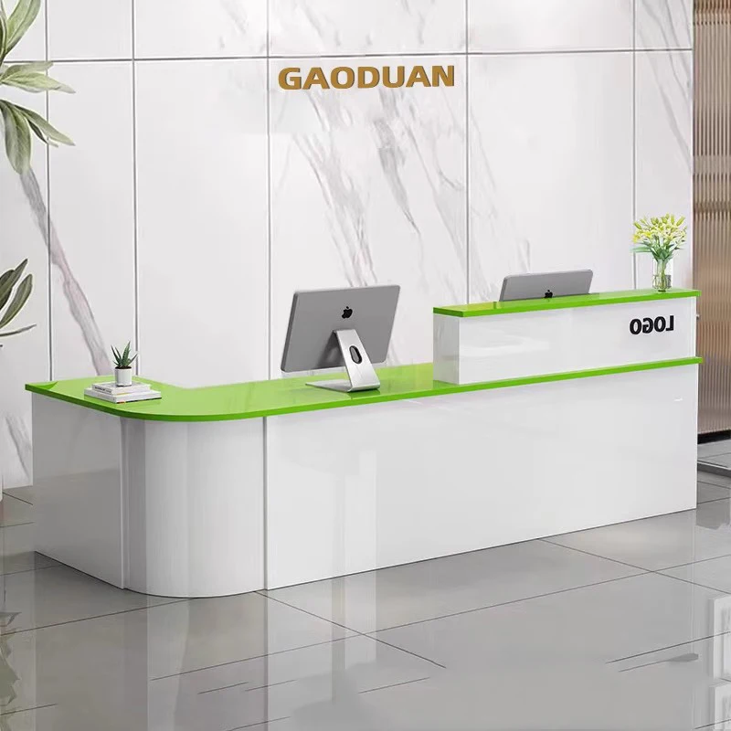 مكاتب الاستقبال الخشبية الحديثة متجر الجمال الصناعي الفاخر بار فندق مطعم مكاتب الاستقبال تصميم مكتب الأثاث العصري