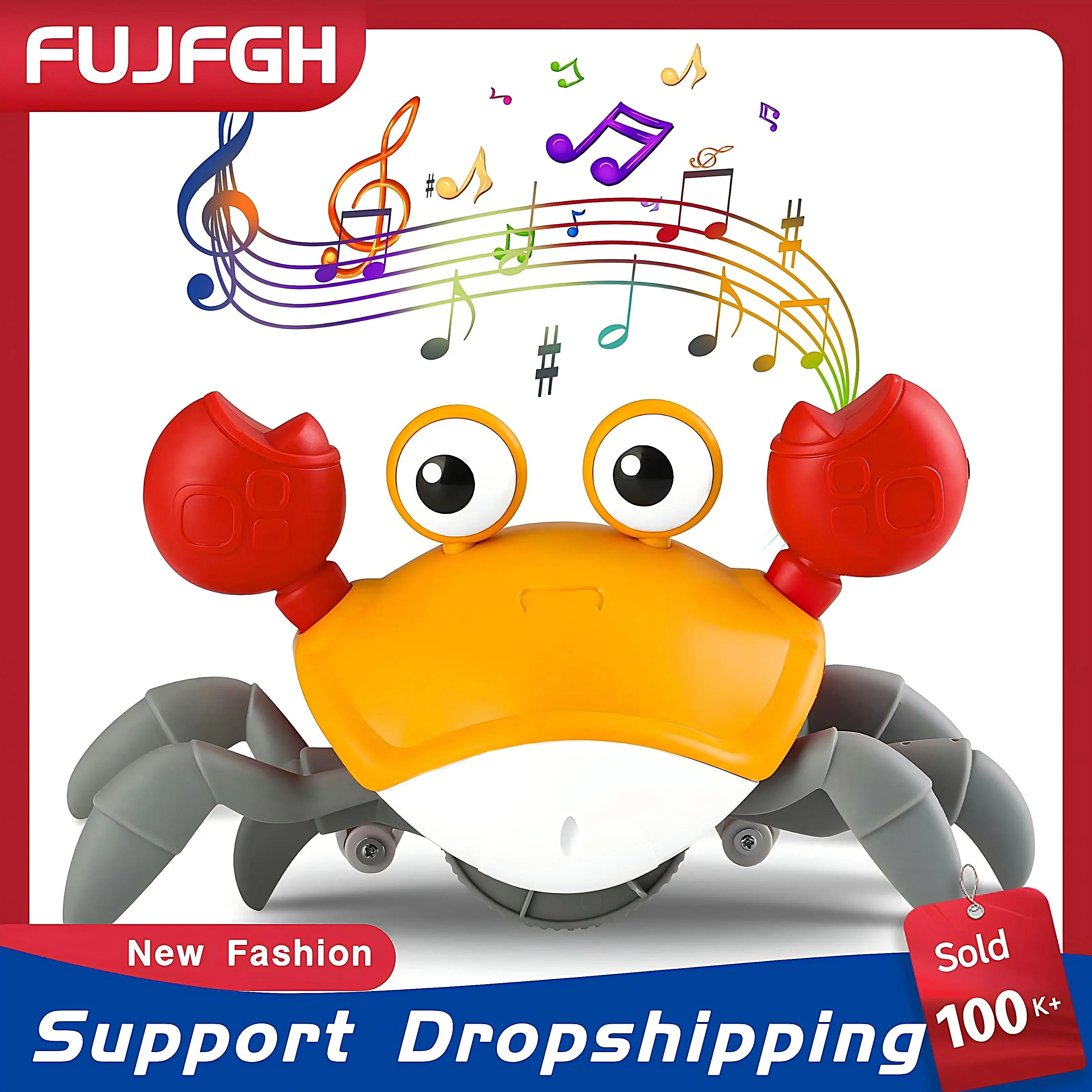 

Crawling Crab Baby Toys With Music LED Light Up Musical Toys for Toddler Automatically Avoid Obstacles Interactive Toys for Kids