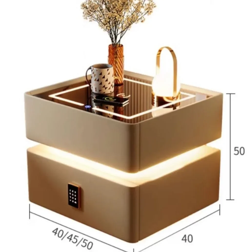 Кремовый ветровой умный прикроватный столик, Роскошная подвеска из цельной древесины с фотоэлементом, новый прикроватный шкаф для спальни, маленький шкафчик с замком
