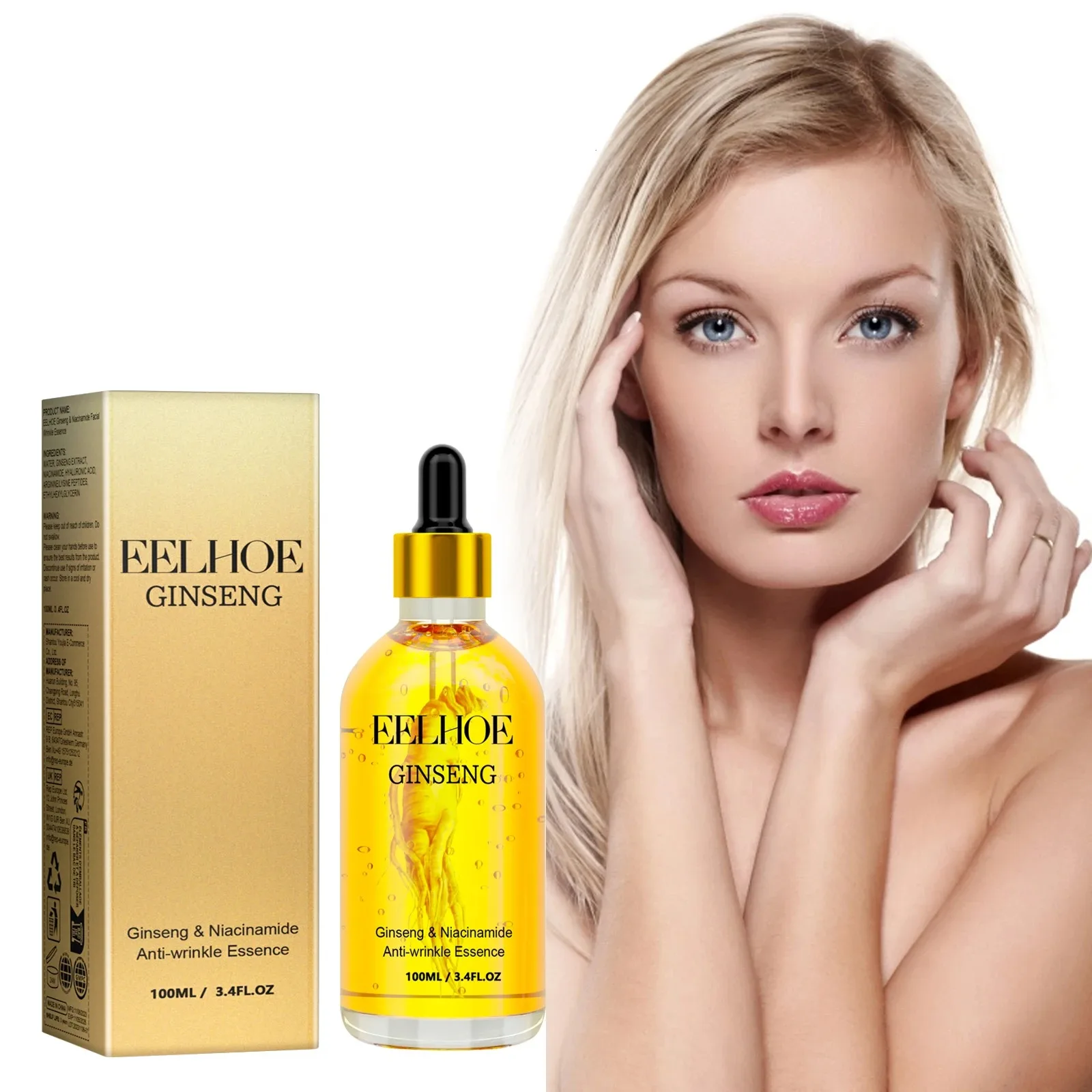 

Сыворотка для лица с женьшенем 100 мл: увлажняющая, укрепляющая, омолаживающая, для ухода за кожей вокруг глаз и лица, повышающая эластичность