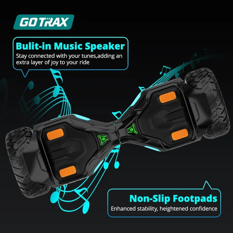 Gotrax 8.5 inci semua medan Hoverboard, ban Offroad, skuter keseimbangan Diri dengan Speaker musik, bersertifikat UL2272, baterai 144Wh Up