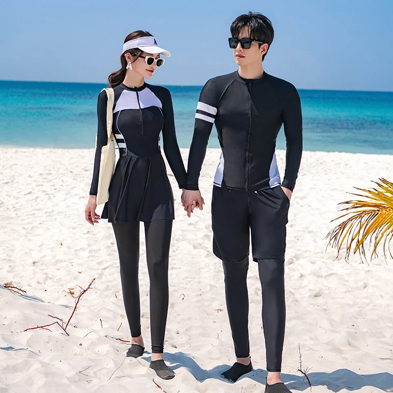 Wisuwore Korean Diving Suit Female Couple Long Sleeved Jellyfish Swimsuit Split Sun Protection Pants Snorkeling Set Slimming Off