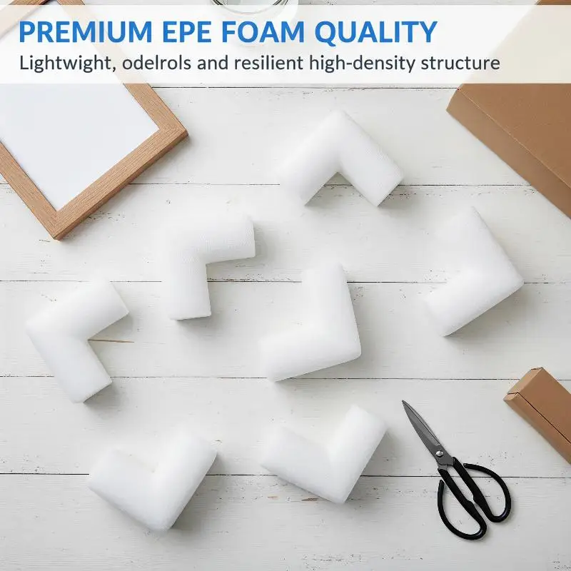 20Pcs U-Shaped EPE Corner Protectors No Residue Shockproof Edge Pads for Furniture Photo Frames Table Edges
