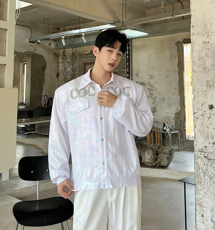 Losse oulder gewatteerde lange Sve heren irt trendy all-match open vest bovenkleding letter warmteoverdracht ontwerp